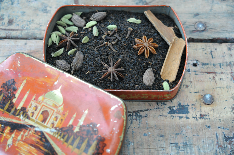 a tin of Indian masala chai spices