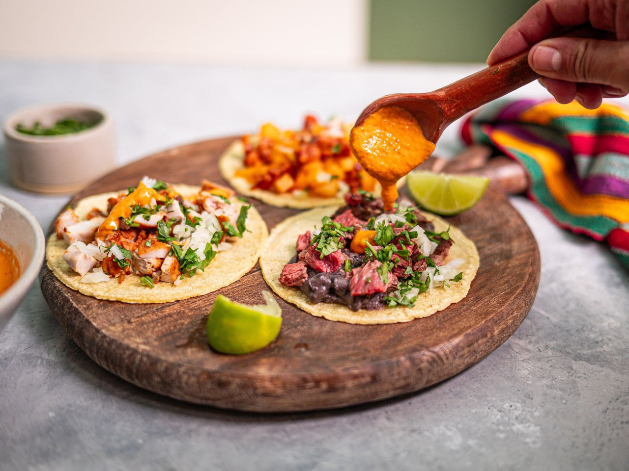 Mexican Taquiza Night: Steak, Chorizo & Chicken Tacos